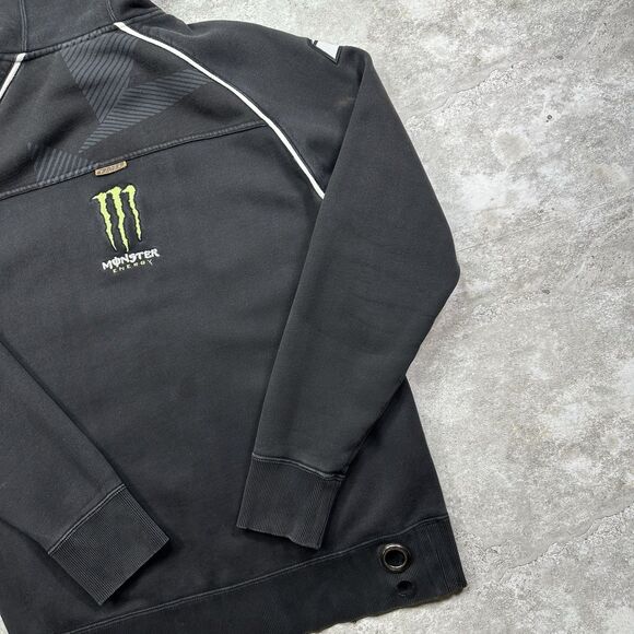 Y2K Monster Energy Racing Hoodie Men’s Medium Black Zip Logo Hooded Sweatshirt - Picture 9 of 12
